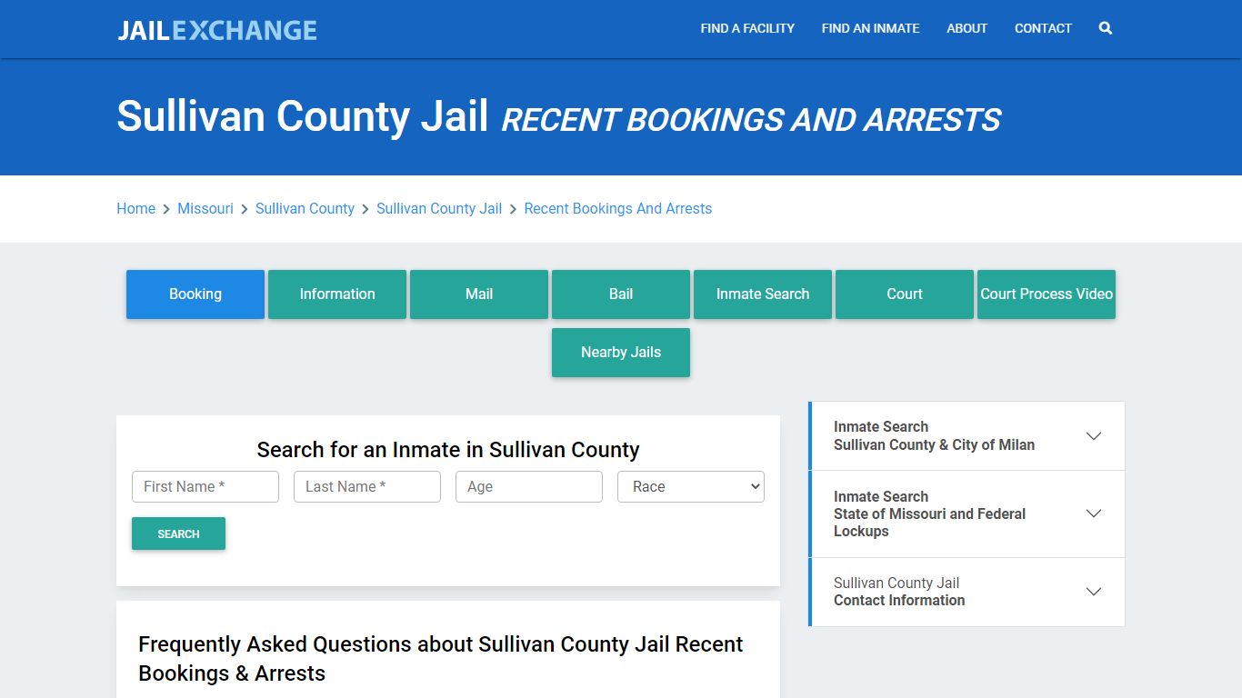 Sullivan County Jail MO Recent Arrests and Bookings - Jail Exchange